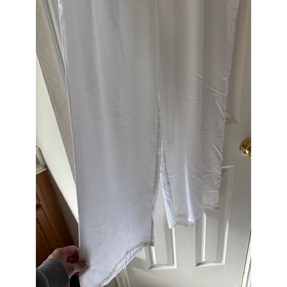 Lands End 1X White Wide Leg Pants Modal Pull On Resort Beach - Picture 4 of 7
